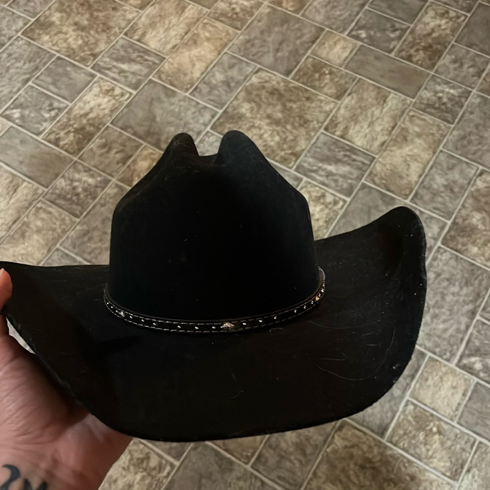 Justin 2X Black 100% Wool Cowboy Hat